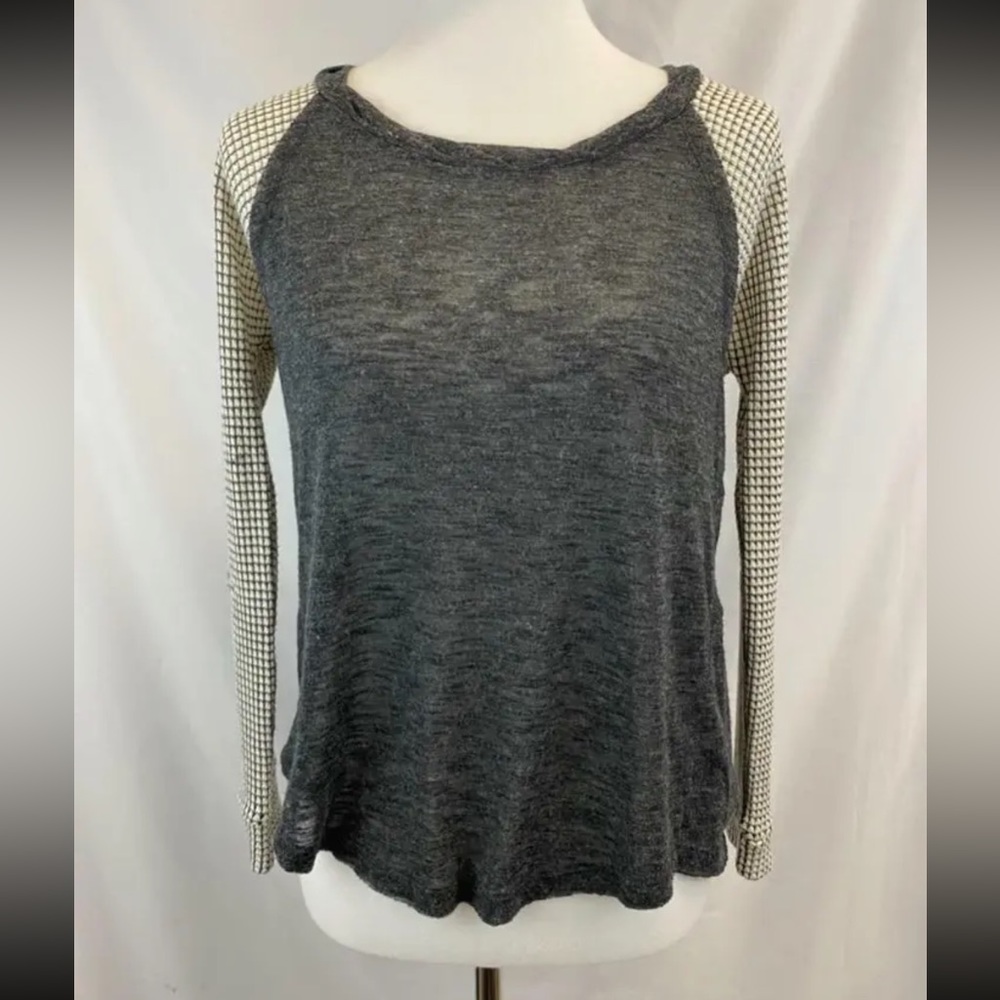 SPLENDID Women's Heathered Gray Long Sleeve Knit Top Blouse Sz M